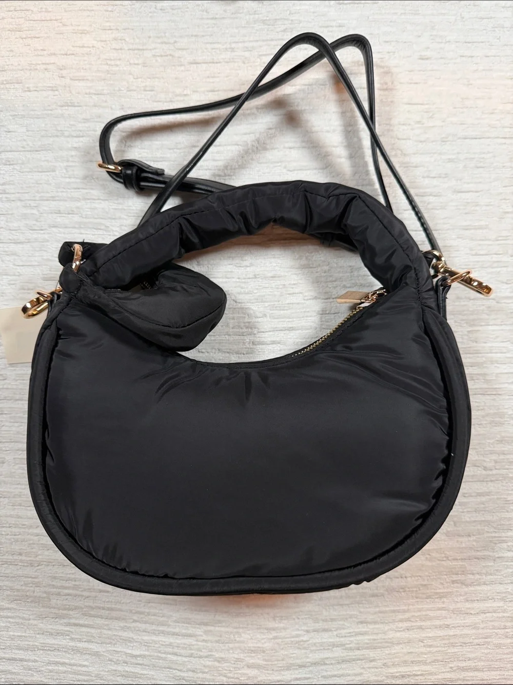 ON 34TH Black Harlowwe Small Pebbled Hobo Bag NWT